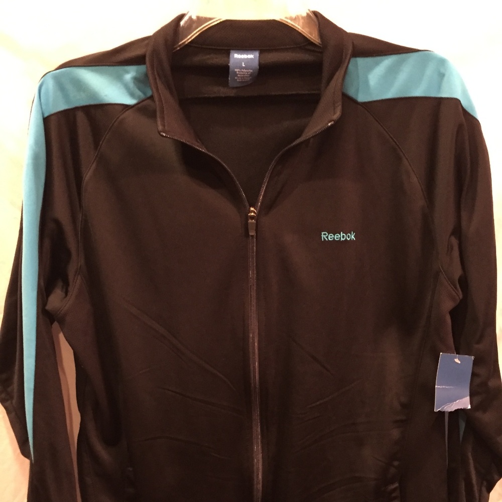 NWT Reebok Men's Black/Blue Track Jacket, Size L